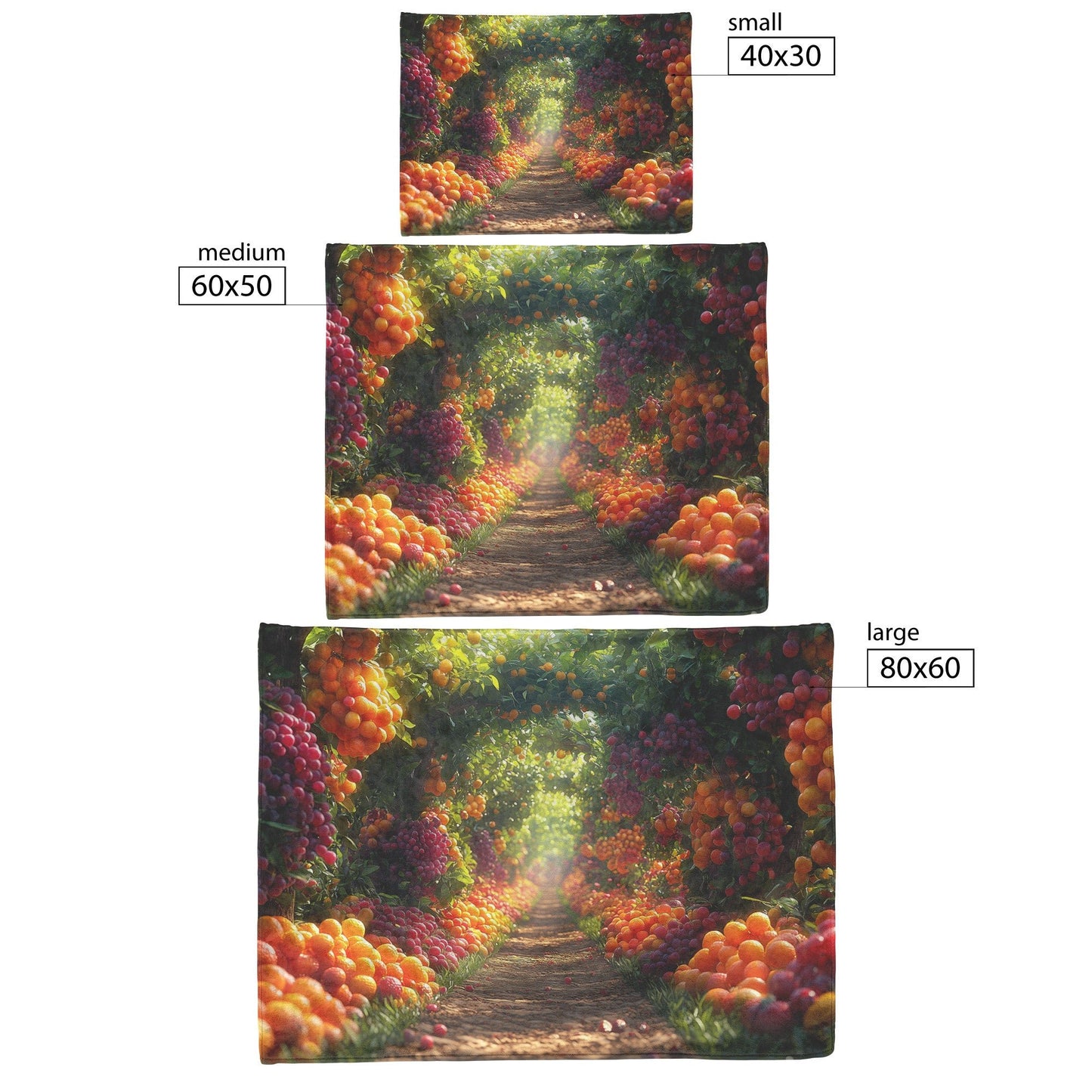 Vibrant Fantasy Garden of Eden with Colorful Fruit Trees and Lush Foliage Cozy Christian Fleece Sherpa Blanket - Awakening Righteousness
