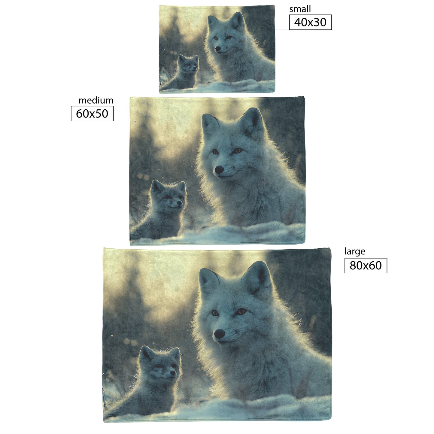 White Arctic Fox on Snow Silver Highlights Magical Atmosphere Fleece Sherpa Blanket - Awakening Righteousness