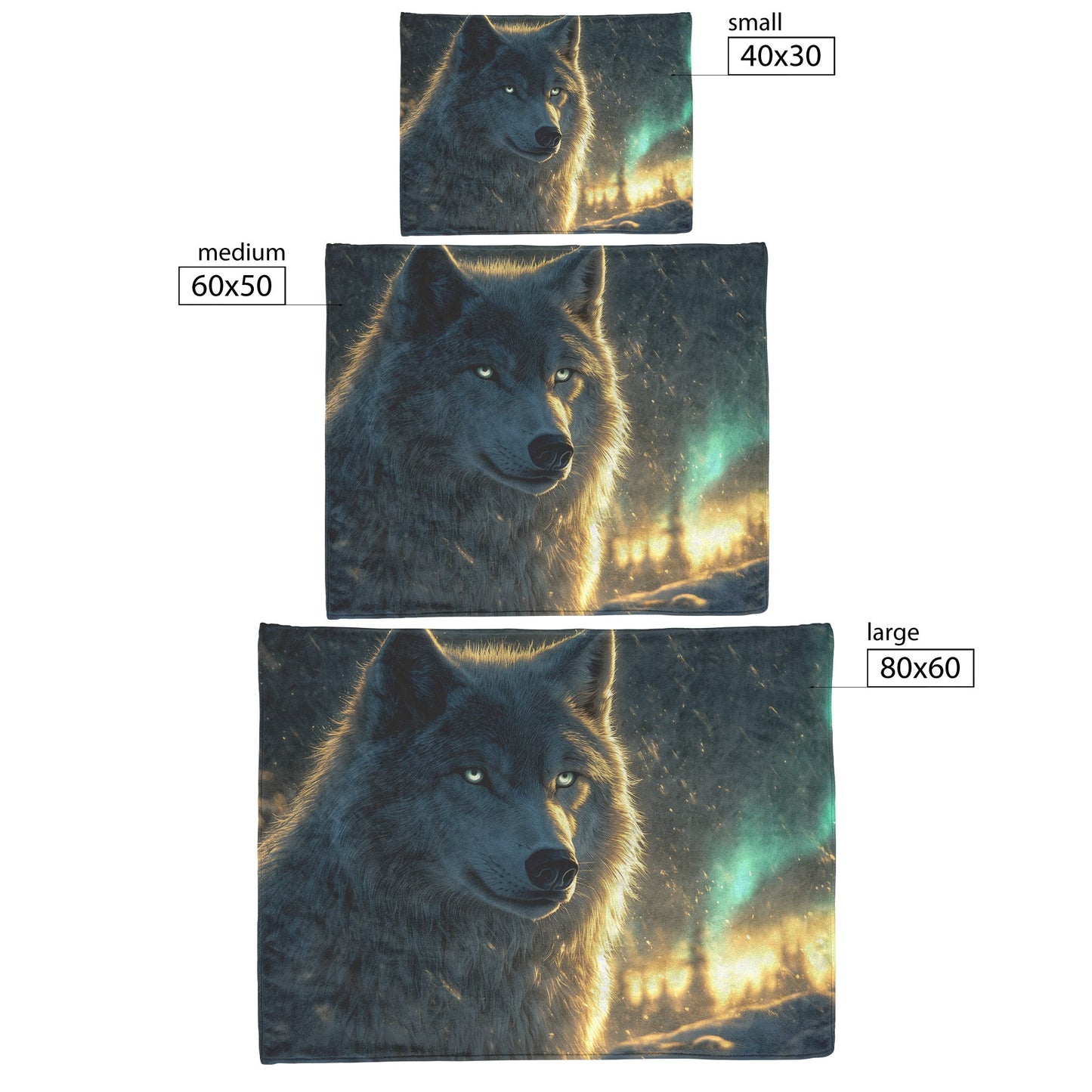 White Wolf Standing in Snowy Forest Under Faint Glowing Northern Lights Cozy Sherpa Blanket - Awakening Righteousness