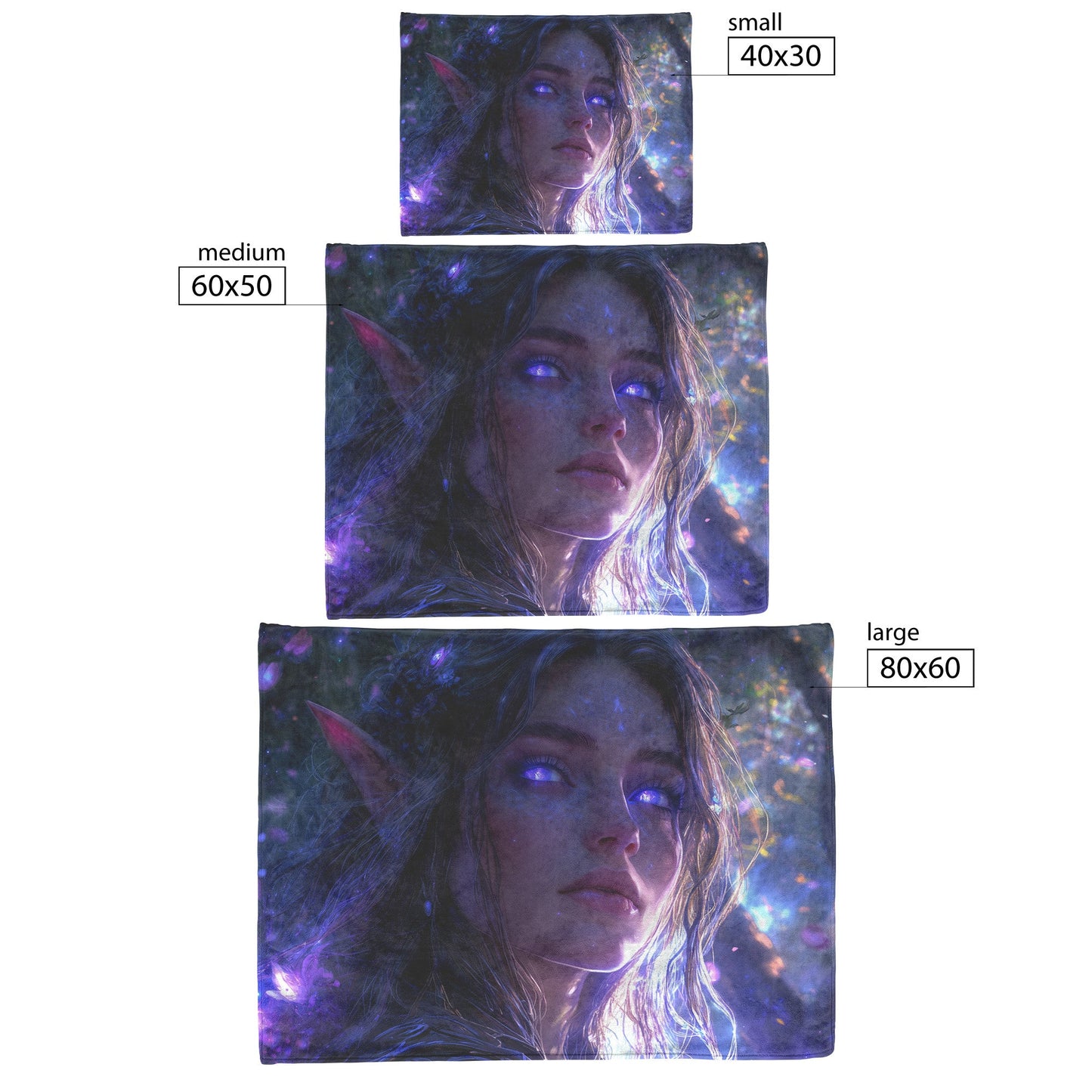 WoW Night Elf Fleece Sherpa Blanket Featuring Radiant Holy Female Alliance Elf in Enchanted Forest - Awakening Righteousness