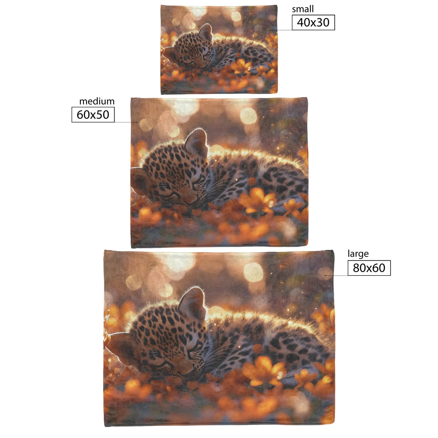 Young Leopard Cub Rolling Playfully in Meadow with Glowing Flowers and Soft Sunlight Fleece Sherpa Blanket - Awakening Righteousness