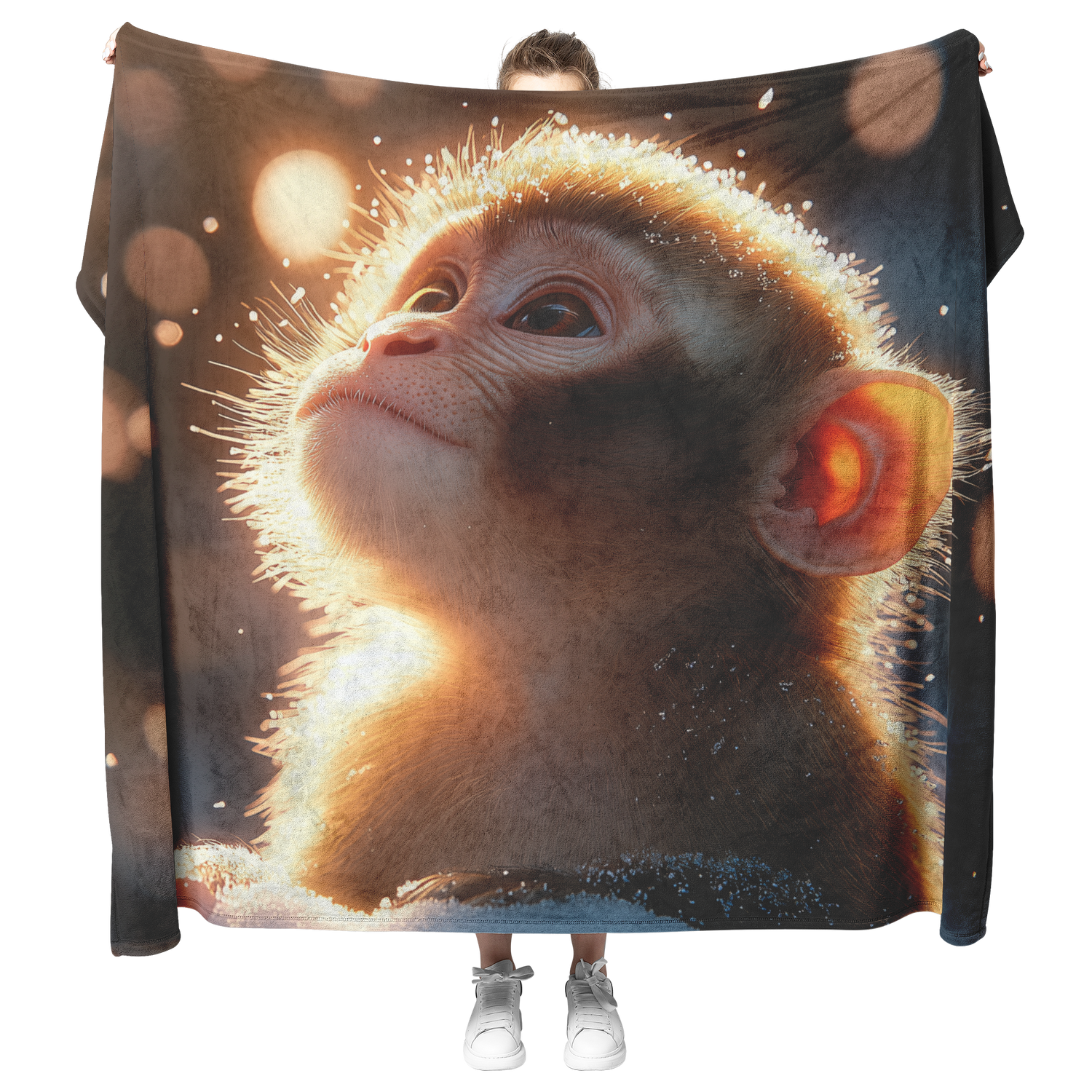 🐒 Macaque Monkey Sherpa Fleece Blanket Collection | Awakening Righteousness