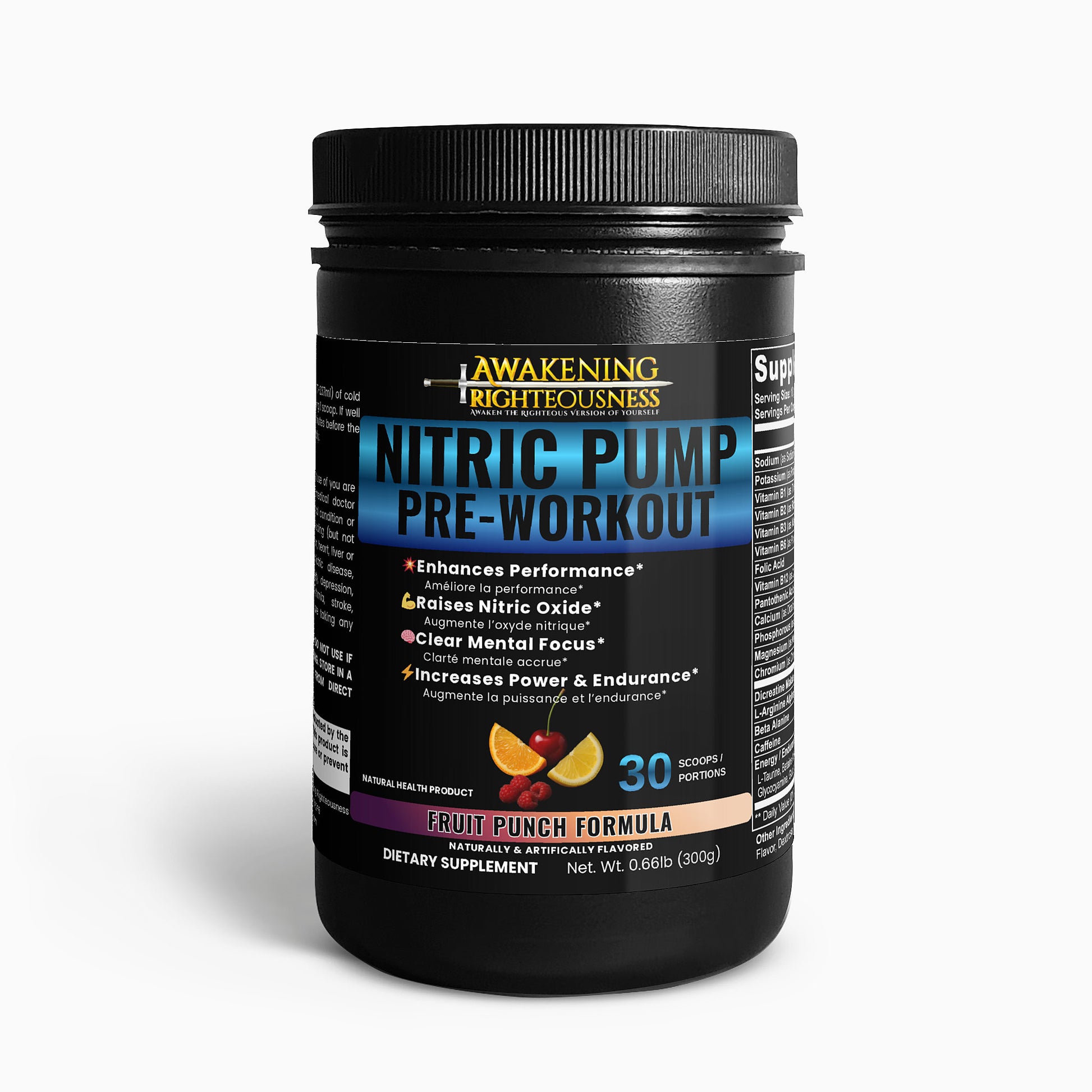 Nitric Pump Pre-Workout Powder (Fruit Punch) - Awakening Righteousness