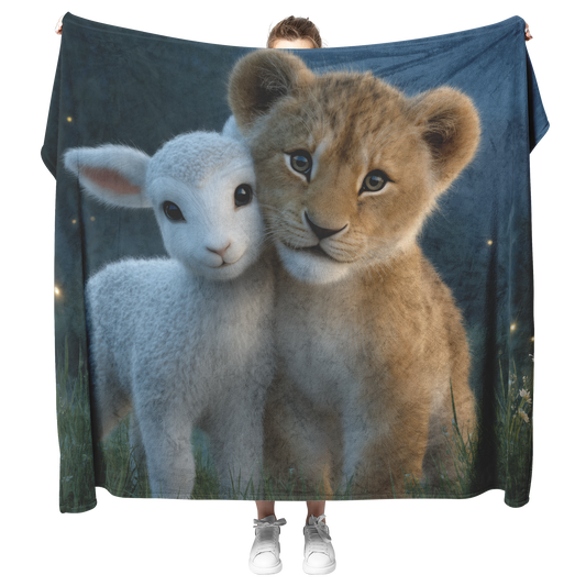 Adorable_Lion_And_Lamb_Cuddled_Under_Glo_H_Blanket_Model_Mockup.png