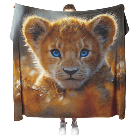 Adorable Lion Baby Fleece and Sherpa Blanket Cozy Autumn Vibes for Your Home - Awakening Righteousness