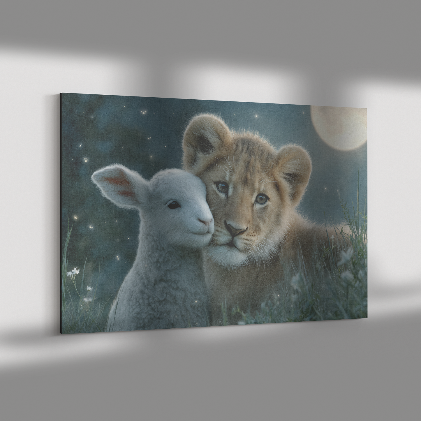 Adorable_Lion_and_Lamb_Cuddled_Under_Glo_H_Rectangle_Dramatic_Shadow_Mockup.png_15486563