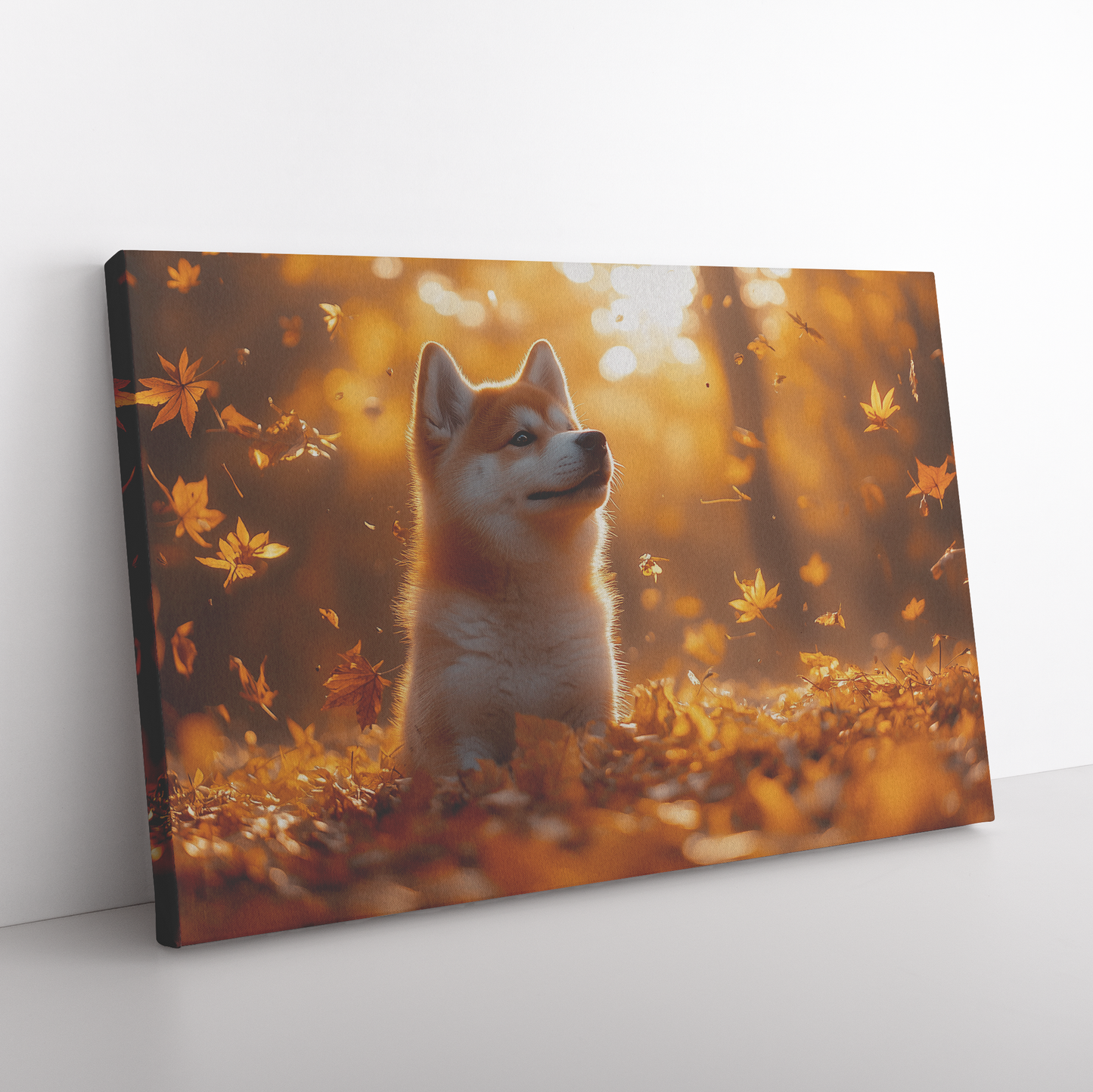 Akita_Puppy_Playing_Joyfully_in_Glowing__H_Rectangle_Angle_Floor_Mockup.png