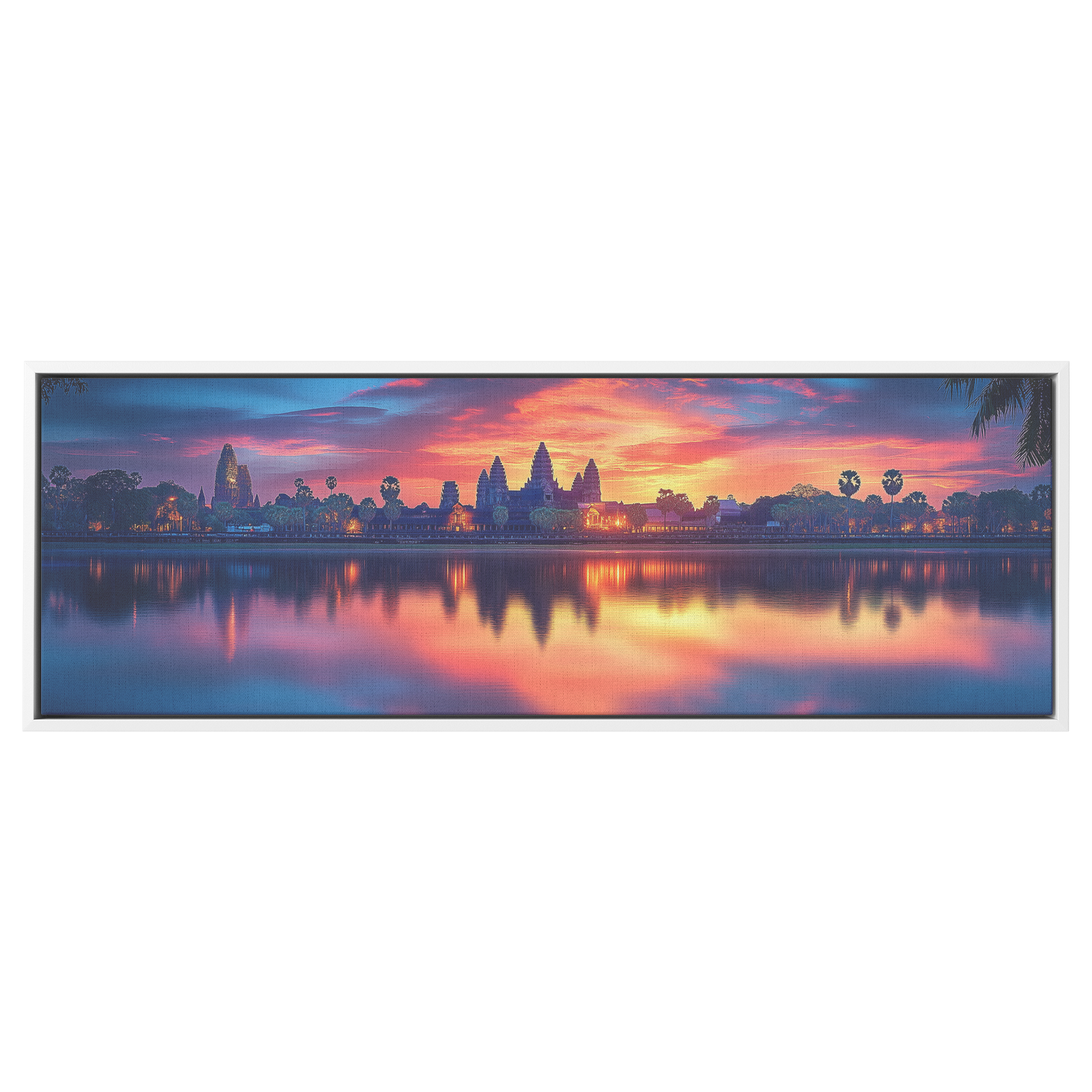 Angkor_Wat_Iconic_Spires_Silhouetted_Glo_White_Framed_Canvas_H_Panoramic_Main_Mockup.png