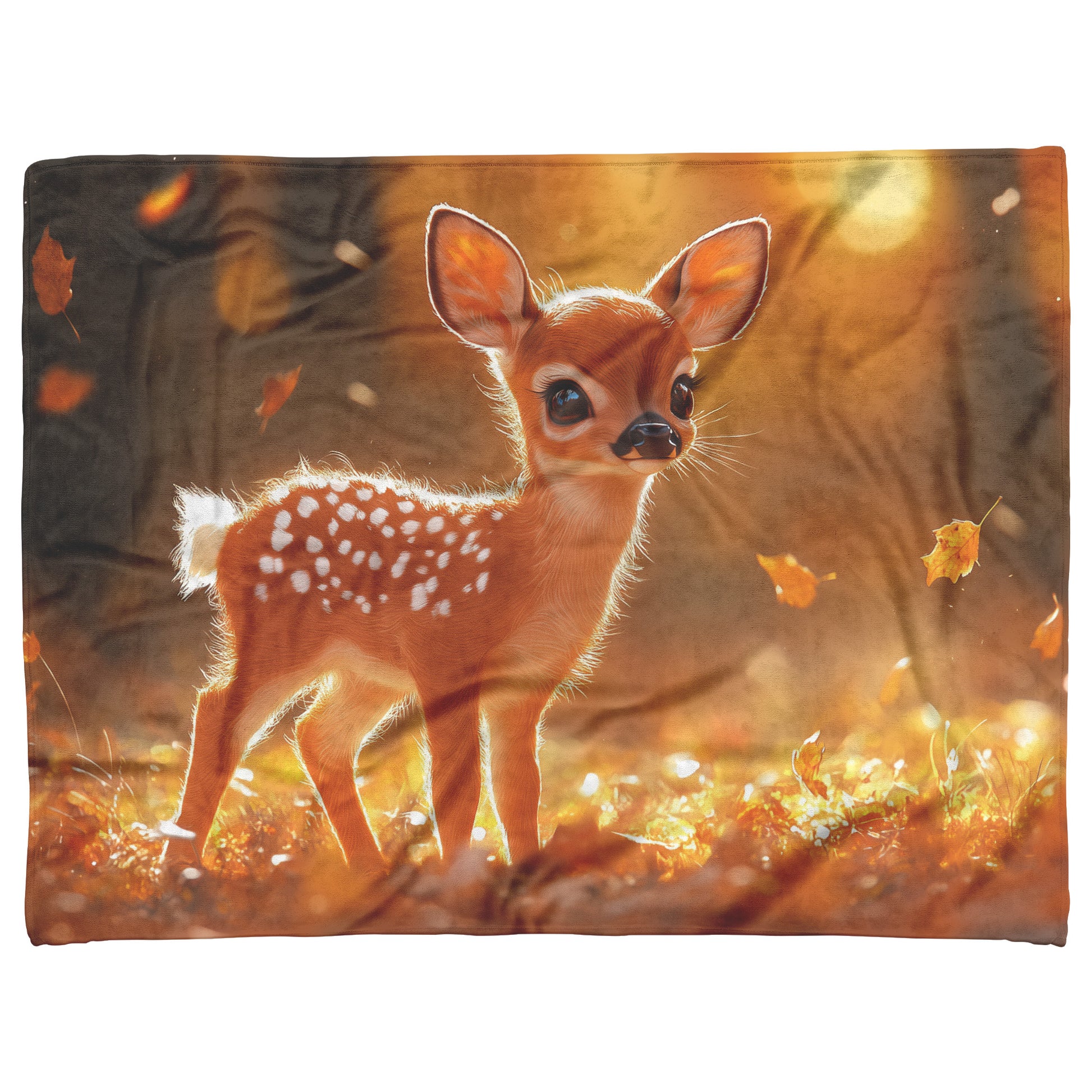 Autumn Baby Deer Cozy Fleece and Sherpa Blanket Serenity of Autumn - Awakening Righteousness