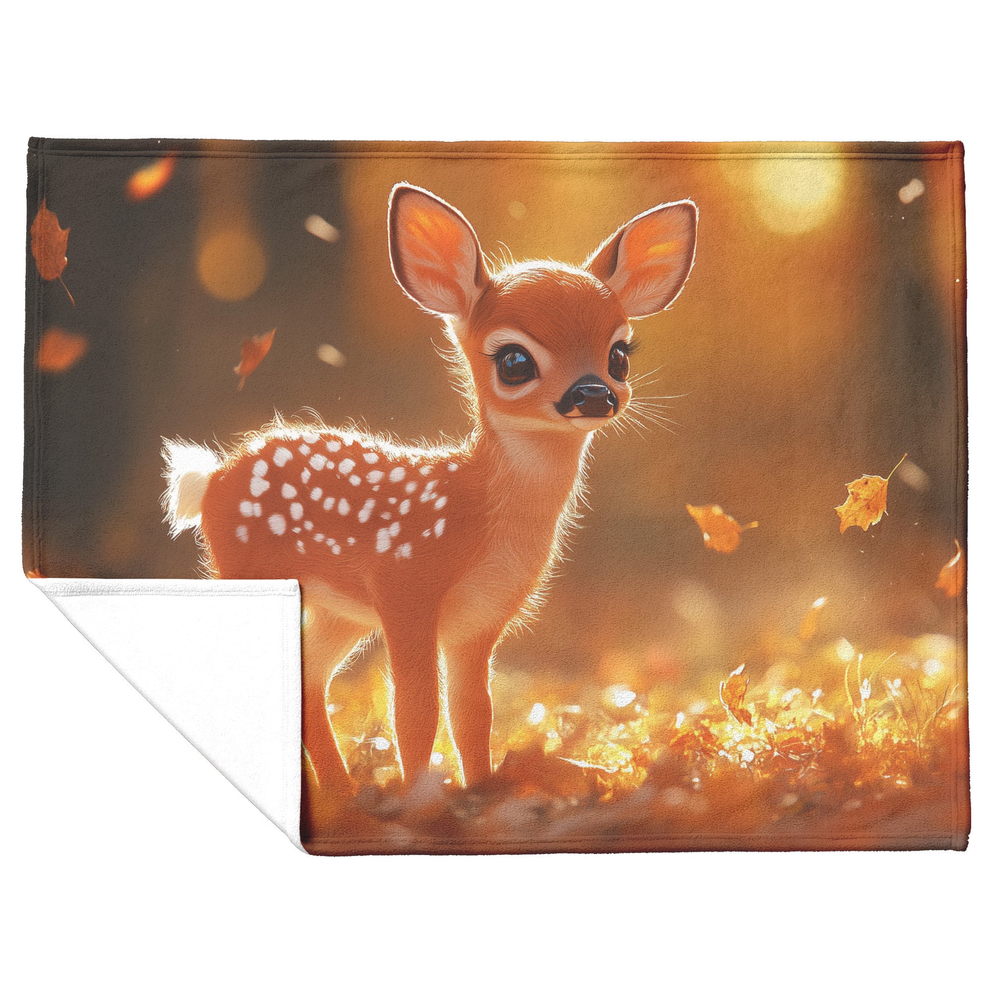 Autumn Baby Deer Cozy Fleece and Sherpa Blanket Serenity of Autumn - Awakening Righteousness