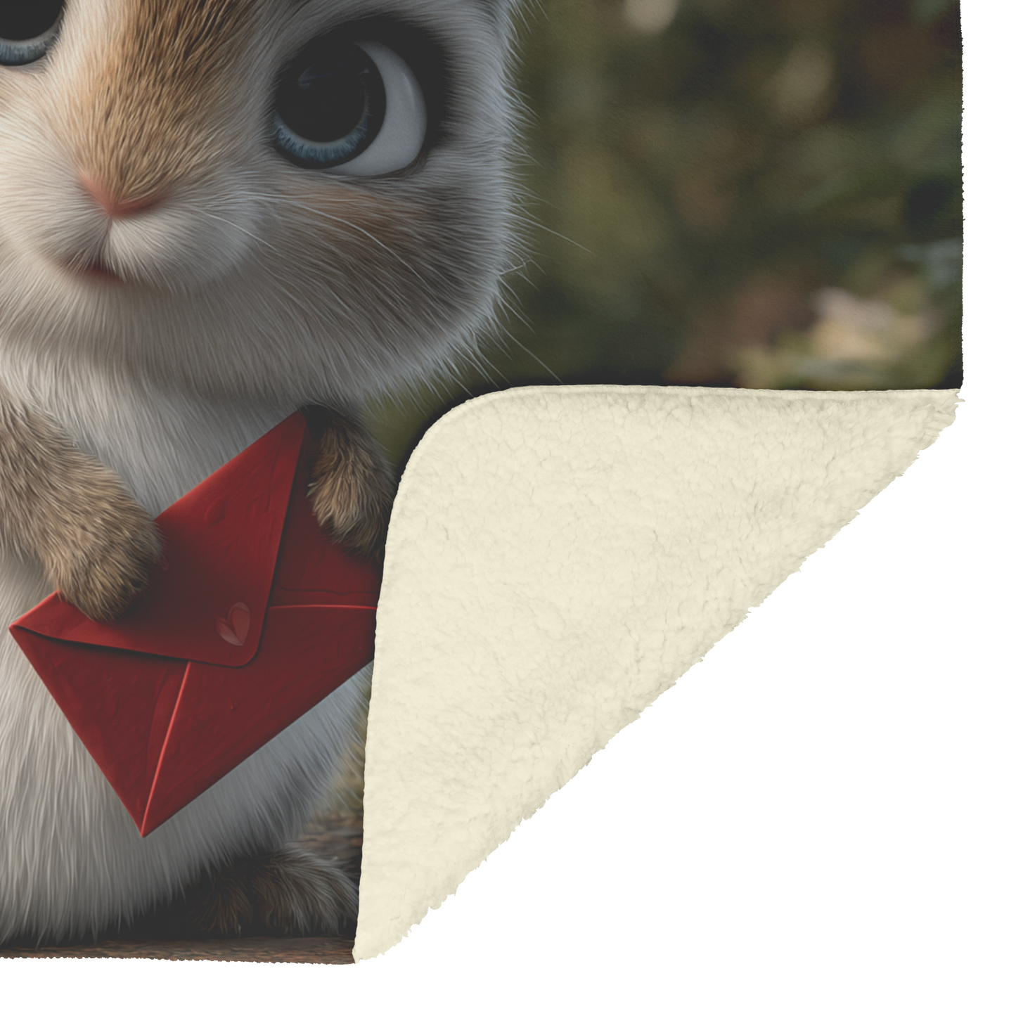 Baby Bunny Holding Red Valentine Envelope Sherpa Fleece Throw Blanket Cute Cozy Design Loving Valentines Day Gift