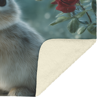 Baby Bunny Holding Red Valentine Envelope Sherpa Fleece Throw Blanket Cute Cozy Design Loving Valentines Day Gift