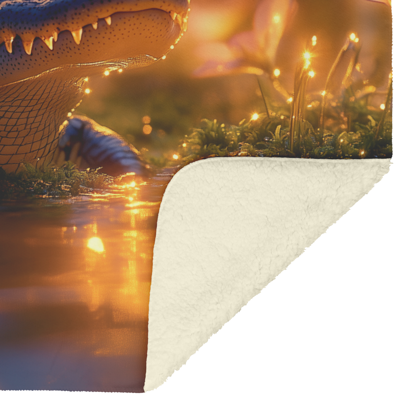 Baby_Caiman_on_Glowing_Mossy_Riverbank_w_H_Blanket_Sherpa_Mockup.png