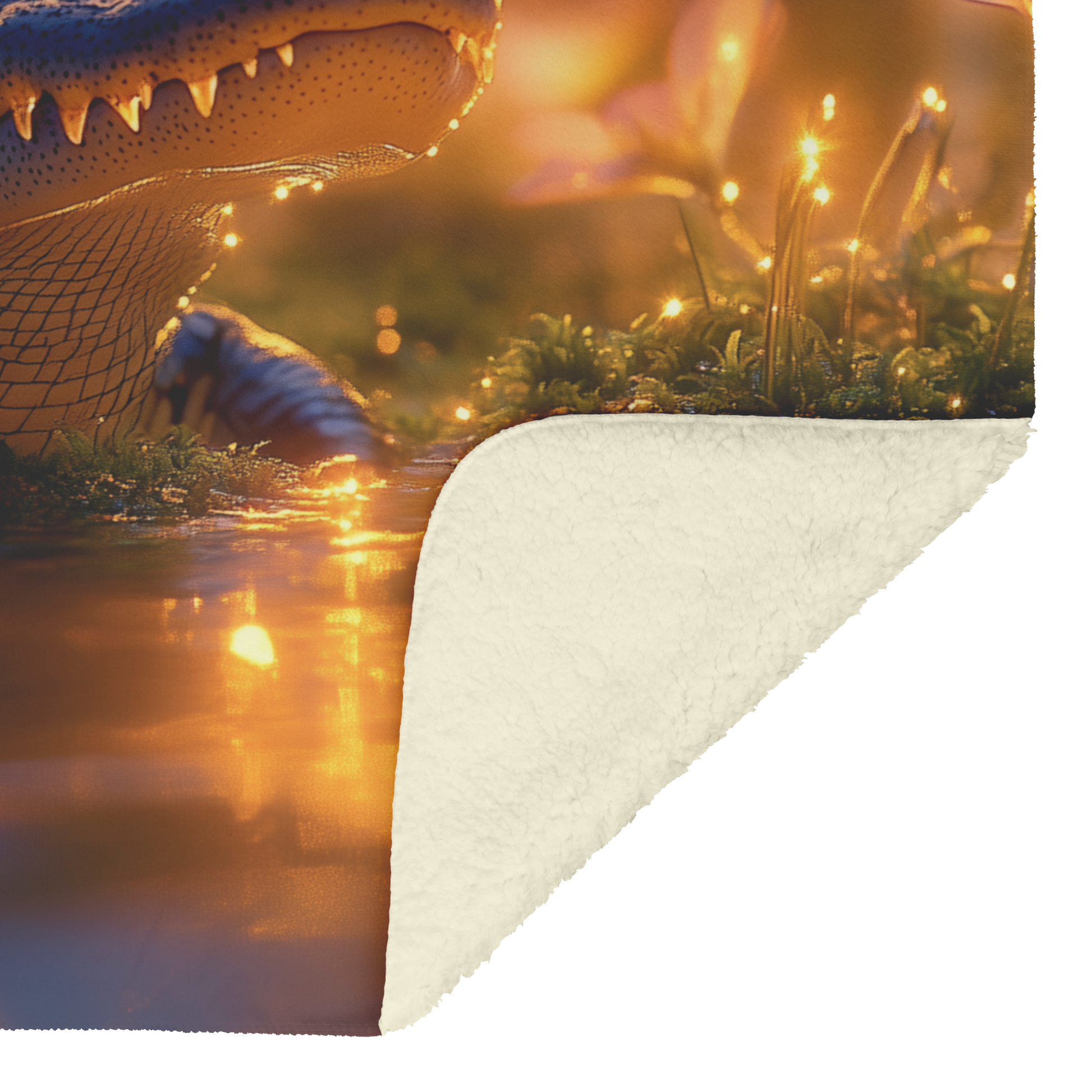 Baby_Caiman_on_Glowing_Mossy_Riverbank_w_H_Blanket_Sherpa_Mockup.png