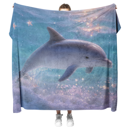 Baby_Dolphin_In_Pastel_Waters_Surrounded_H_Blanket_Model_Mockup.png