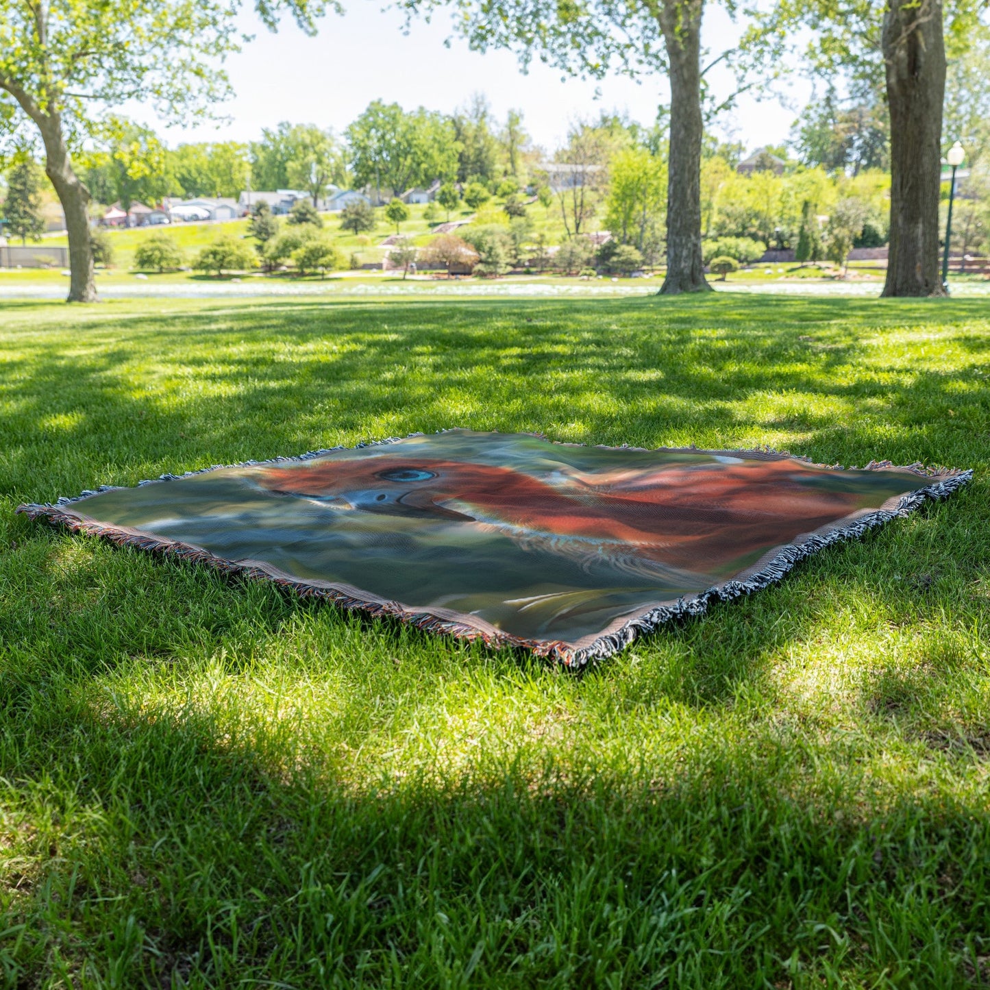 Baby Flamingo in Tropical Jungle Woven Throw Blanket - Awakening Righteousness