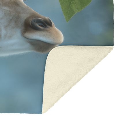 Baby Giraffe Sharing Heart Shaped Leaf Long Lashes Blue Eyes Soft Romantic Light Photorealistic High Resolution Sherpa Fleece Blanket
