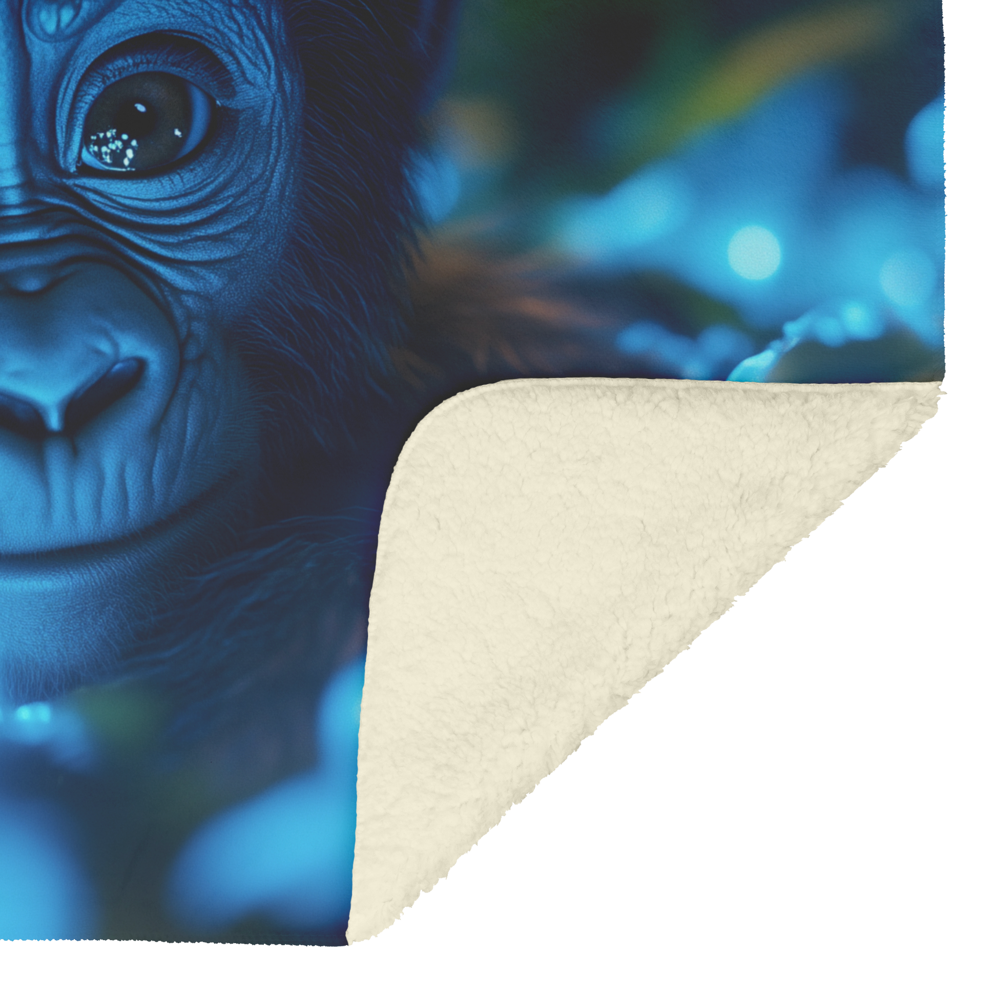 Baby_Gorilla_Exploring_Glowing_Biolumine_H_Blanket_Sherpa_Mockup.png