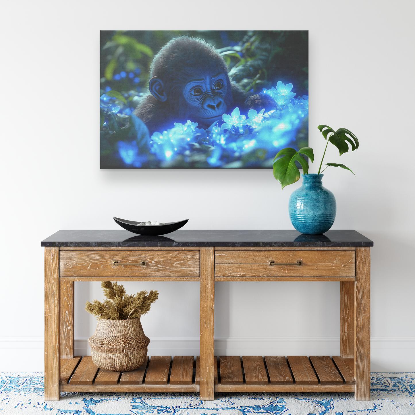 Baby_Gorilla_Playfully_Exploring_a_Glowi_H_Rectangle_Smaller_Lifestyle_Mockup.png