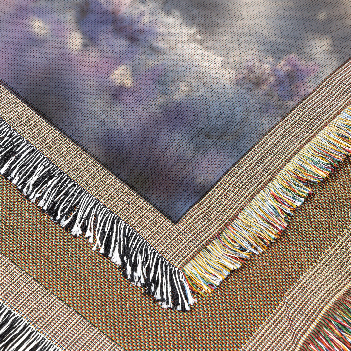 Baby Husky with Blue Eyes Woven Throw Blanket in Snow with Purple Flowers - Awakening Righteousness