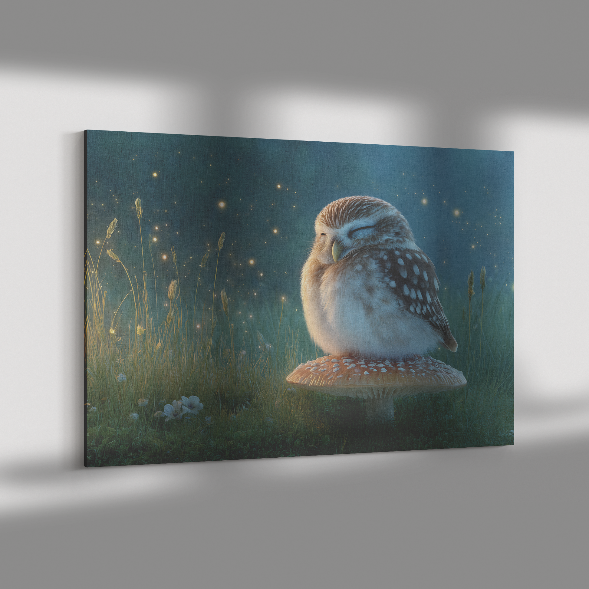 Baby_Owl_Sleeping_on_Glowing_Mushroom_Su_H_Rectangle_Dramatic_Shadow_Mockup.png_15524466