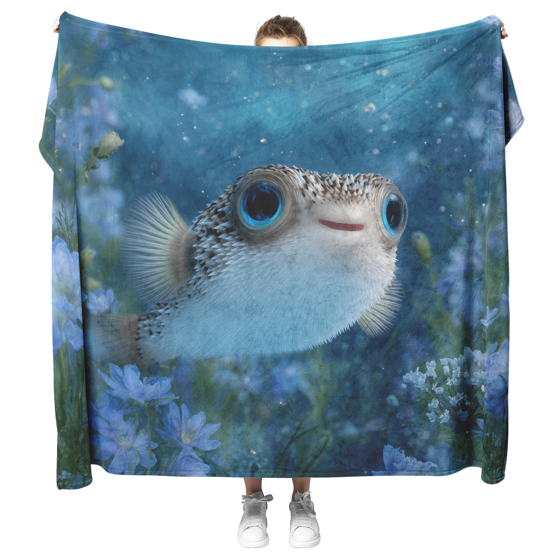 Baby_Pufferfish_With_Big_Blue_Eyes_Float_H_Blanket_Model_Mockup.png