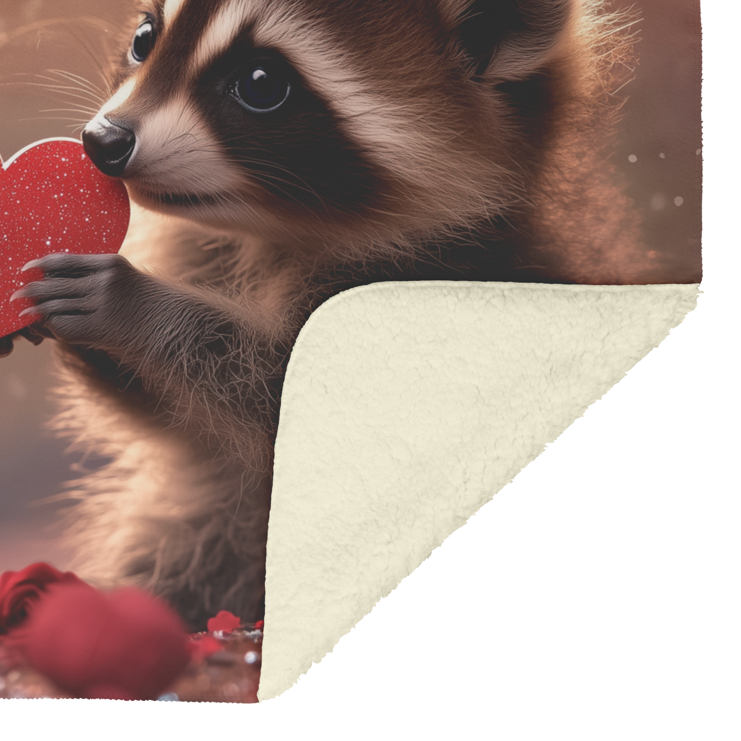 Baby Raccoons Exchanging Heart Shaped Cards Sherpa Fleece Throw Blanket Cute Cozy Design Loving Valentines Day Gift