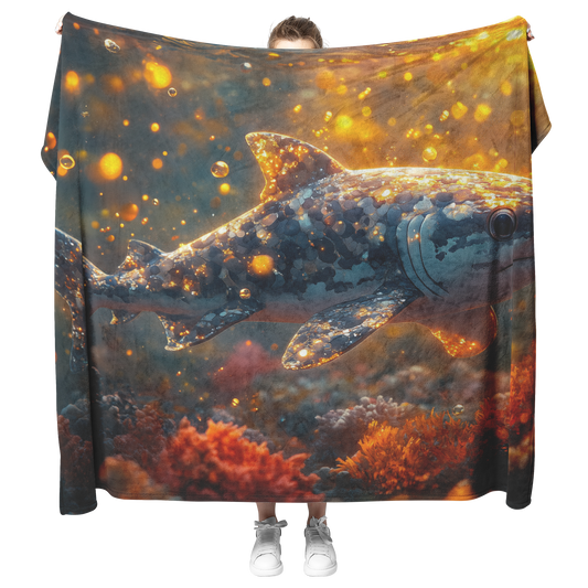 Baby_Shark_Swimming_in_Glowing_Tropical__H_Blanket_Model_Mockup.png