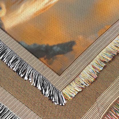 Barn Owl Perched on Autumn Tree Branch Cozy Woven Throw Blanket - Awakening Righteousness