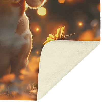 Beagle_on_Garden_Path_with_Flowers_Light_H_Blanket_Sherpa_Mockup.png