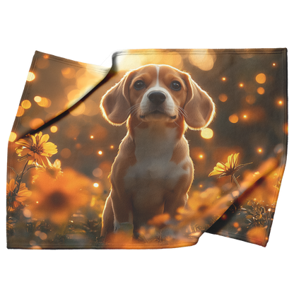 Beagle_on_Garden_Path_with_Flowers_Light_H_Blanket_Top_Bottom_Folds_Mockup.png