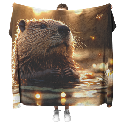 Beaver_Swimming_in_a_Glowing_Pond_Surrou_H_Blanket_Model_Mockup.png