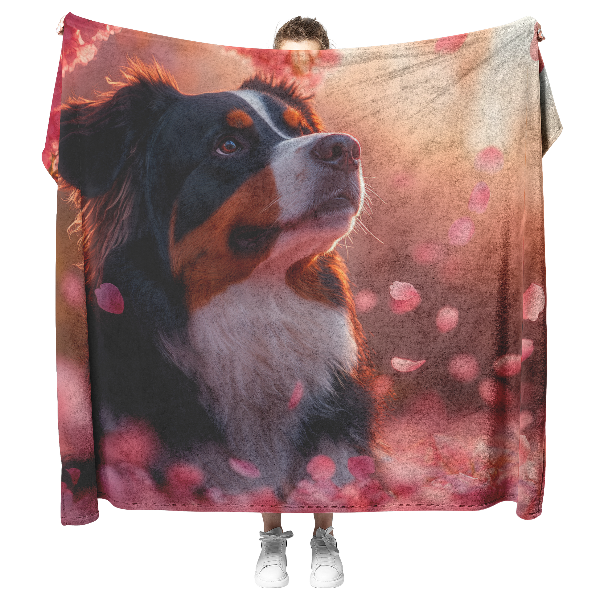Bernese_Mountain_Dog_Under_Glowing_Cherr_H_Blanket_Model_Mockup.png