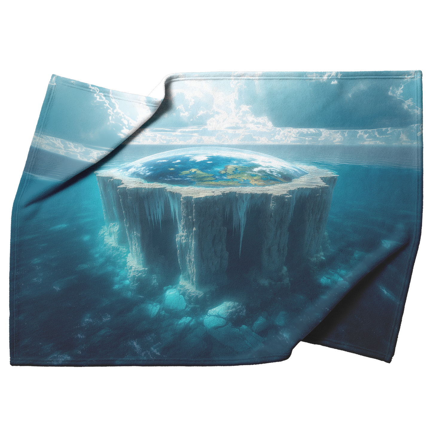 Biblical_Flat_Earth_With_Gleasons_Map_Ic_H_Blanket_Top_Bottom_Folds_Mockup.png