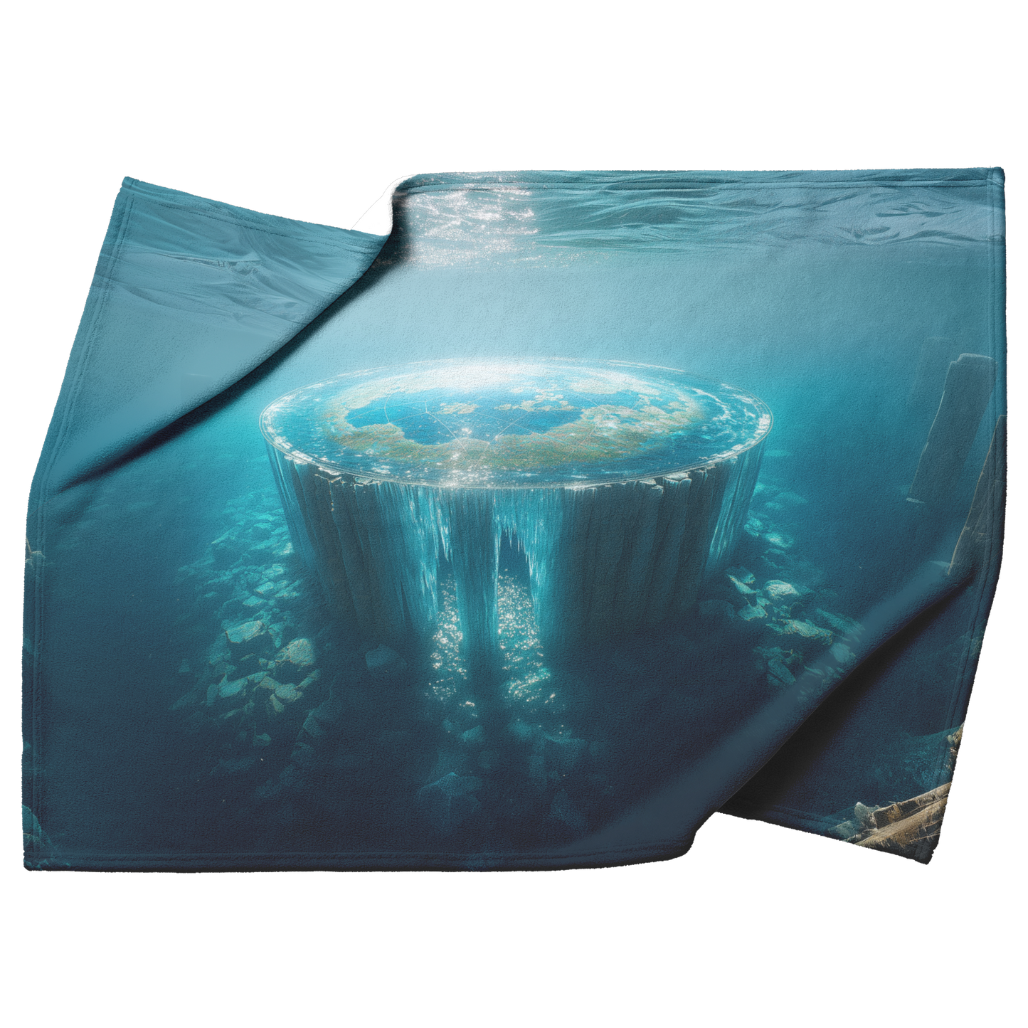 Biblical_Flat_Earth_With_Gleasons_Map_Ic_H_Blanket_Top_Bottom_Folds_Mockup.png