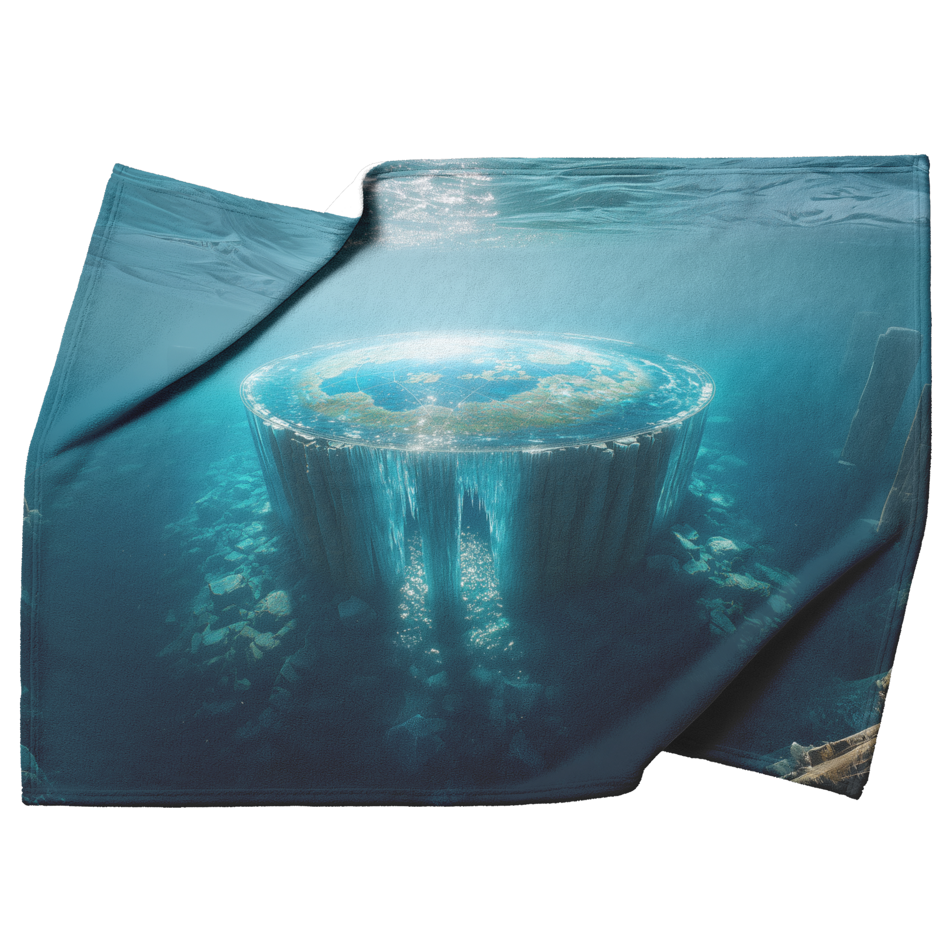 Biblical_Flat_Earth_With_Gleasons_Map_Ic_H_Blanket_Top_Bottom_Folds_Mockup.png