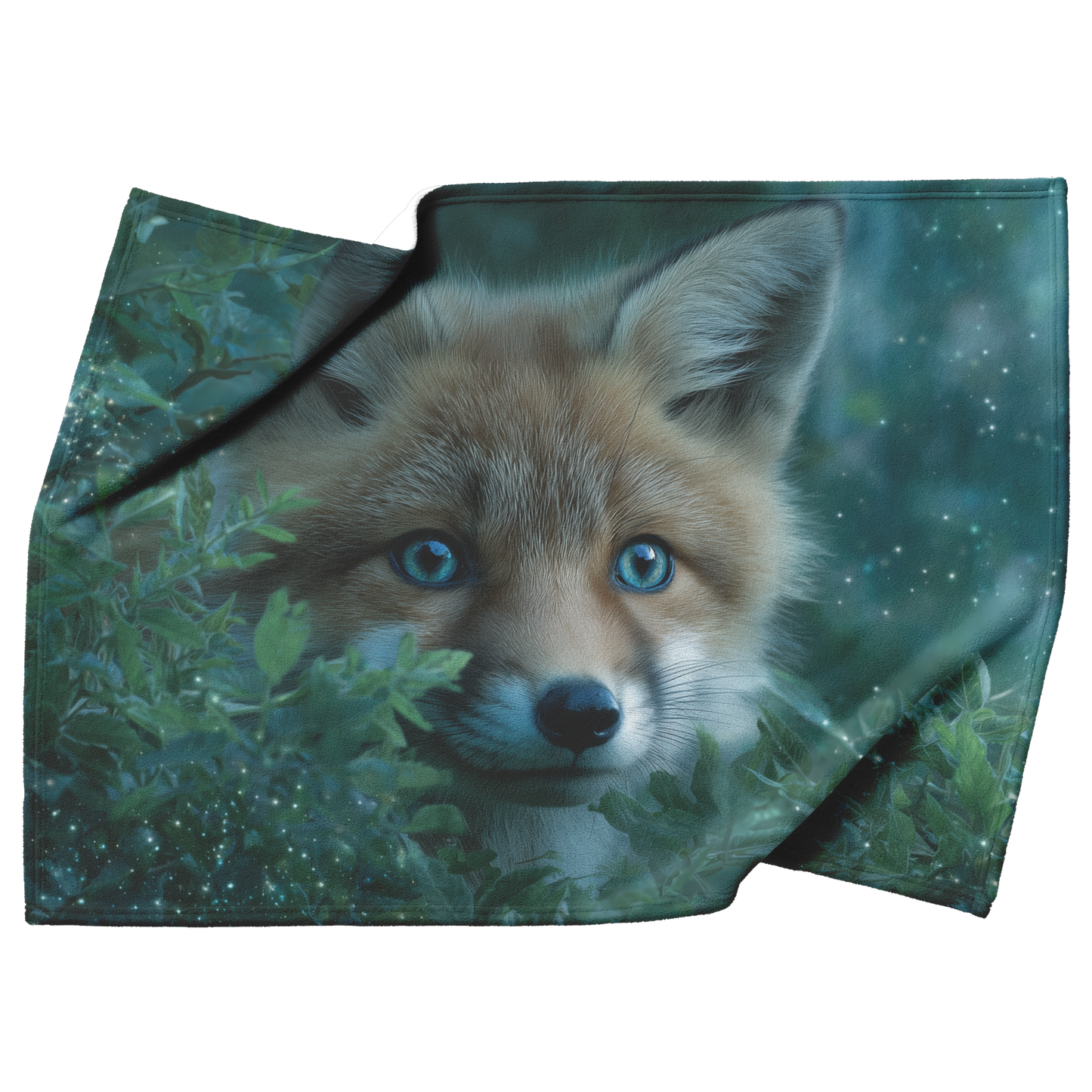 Blue_Eyed_Fox_Peeking_Out_From_Enchanted_H_Blanket_Top_Bottom_Folds_Mockup.png