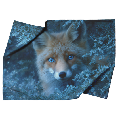 Blue_Eyed_Fox_Peeking_Out_From_Enchanted_H_Blanket_Top_Bottom_Folds_Mockup.png