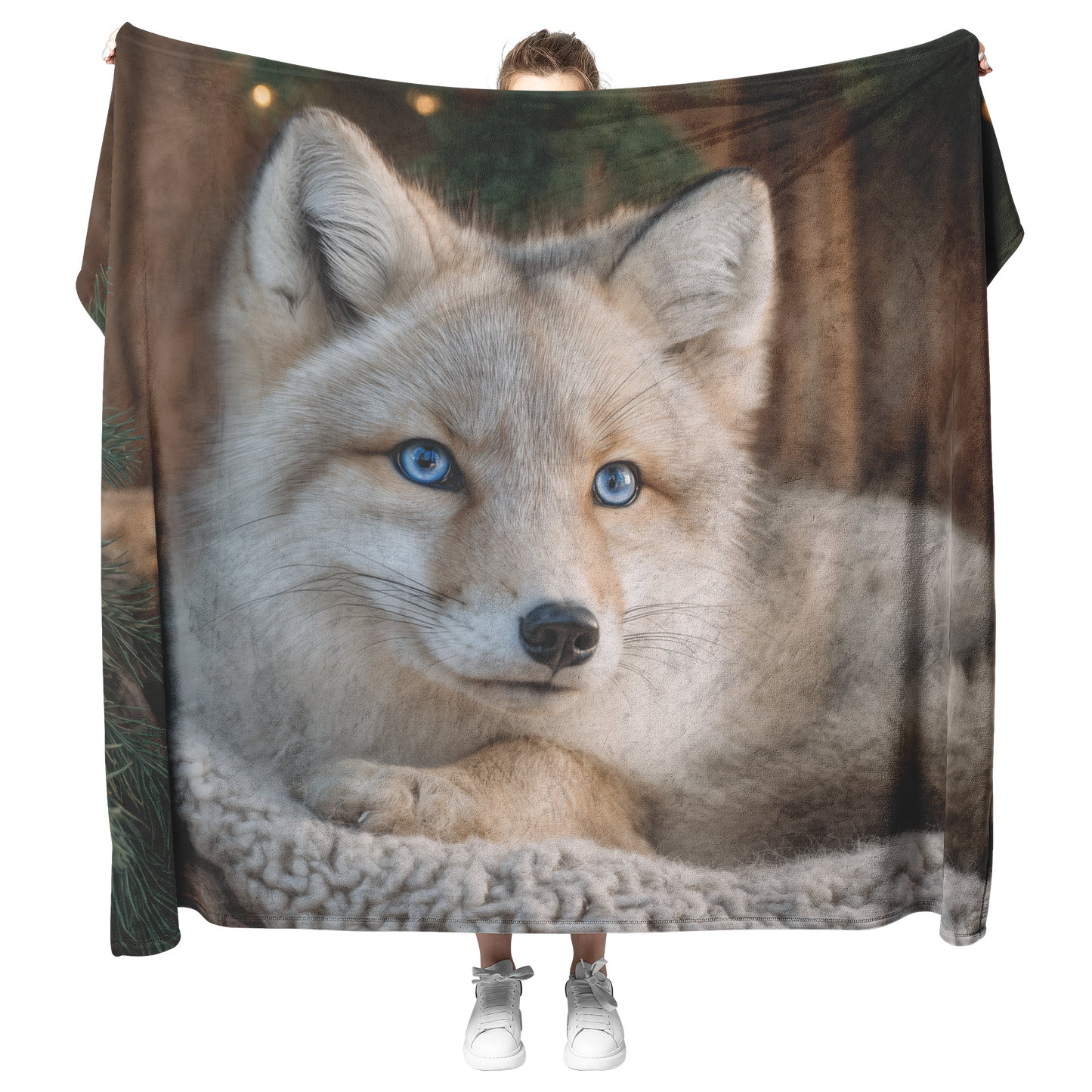 Blue_Eyed_Snow_Fox_Resting_On_Cozy_Chair_H_Blanket_Model_Mockup.png