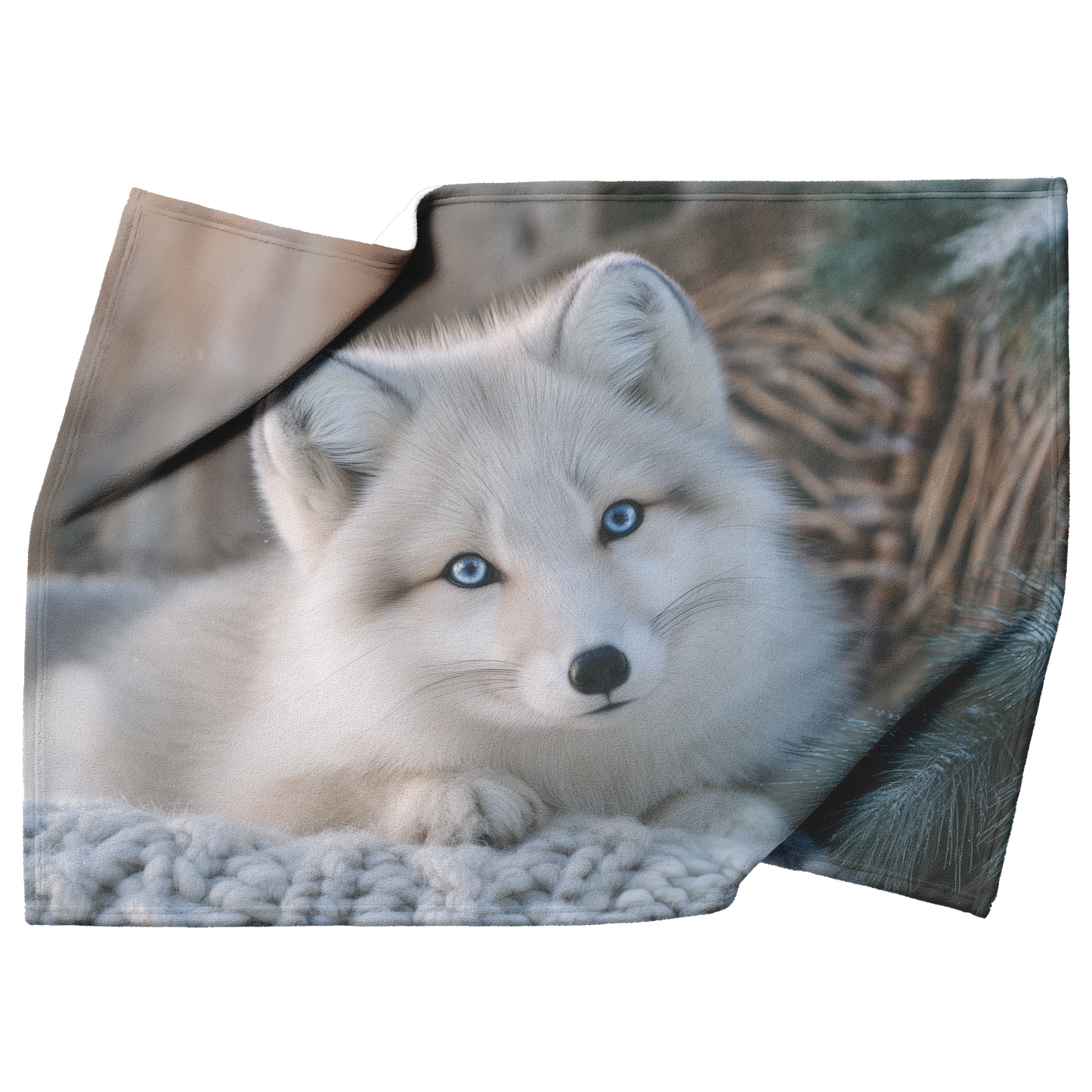 Blue_Eyed_Snow_Fox_Resting_On_Cozy_Chair_H_Blanket_Top_Bottom_Folds_Mockup.png