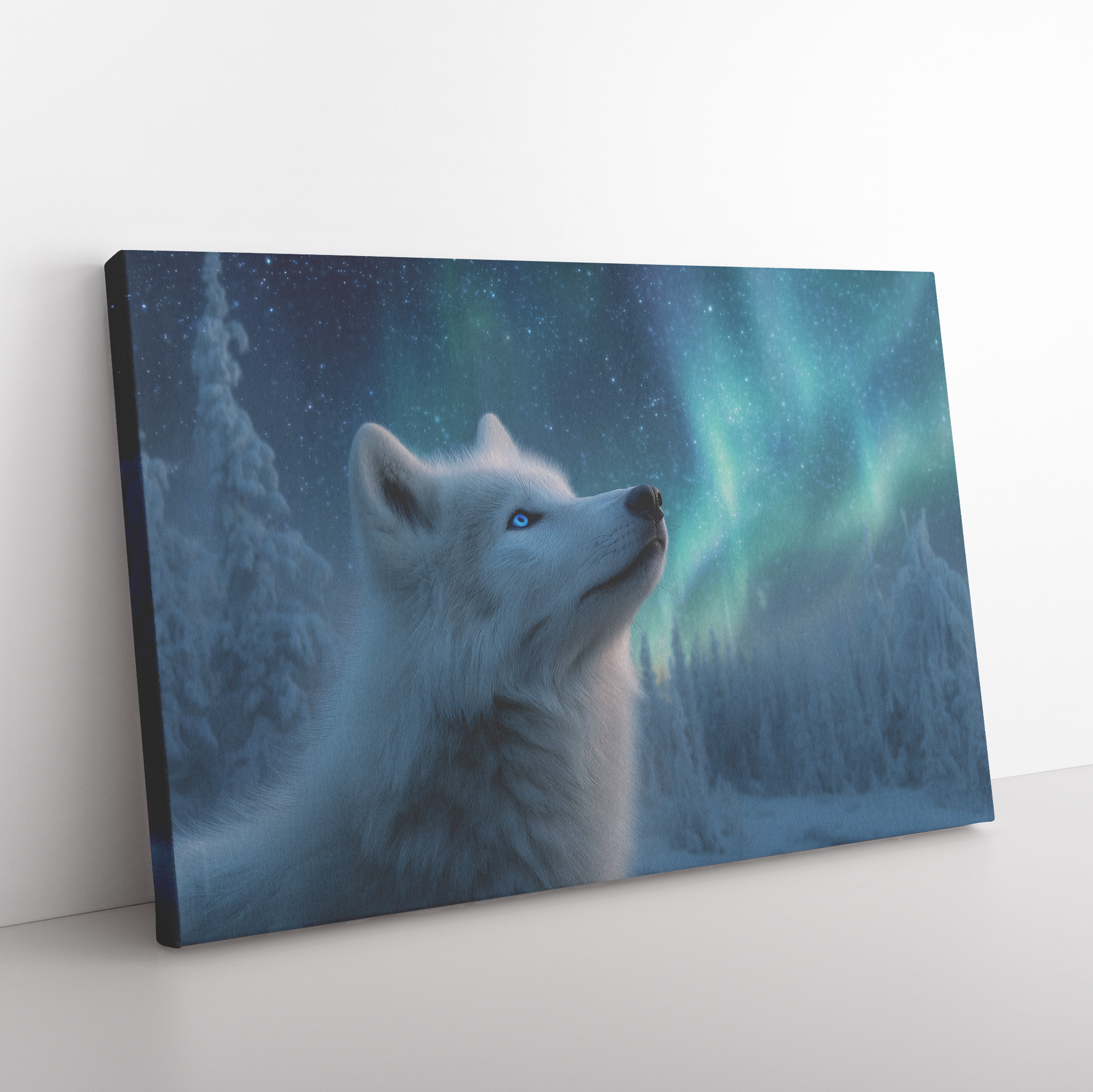 Blue_Eyed_Wolf_Pup_Howling_Under_Aurora__H_Rectangle_Angle_Floor_Mockup.png_15524724