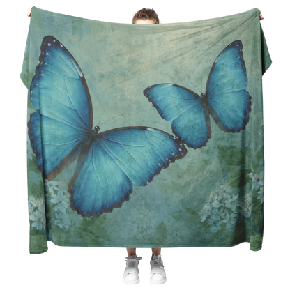 Blue_Morpho_Butterflies_Glowing_In_Soft__H_Blanket_Model_Mockup.png