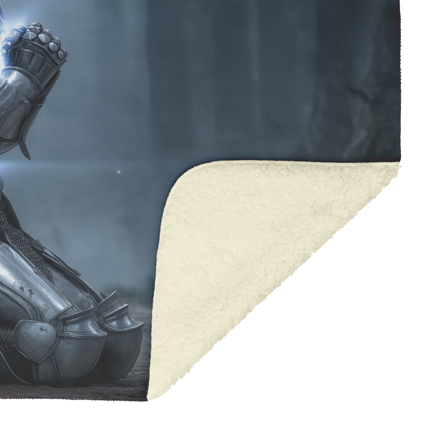Boy_In_Shimmering_Silver_Armor_Praying_W_H_Blanket_Sherpa_Mockup.png
