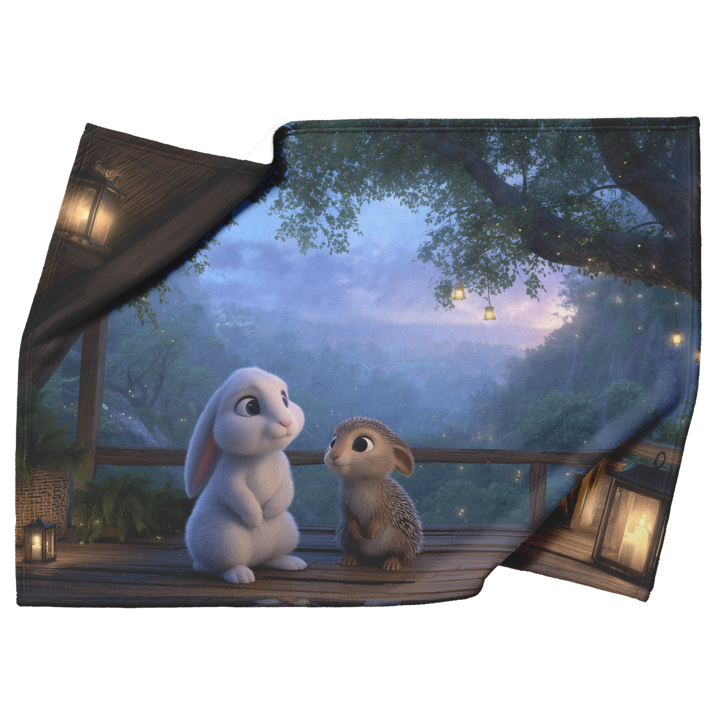 Bunny_And_Hedgehog_Playing_Board_Game_Ne_H_Blanket_Top_Bottom_Folds_Mockup.png