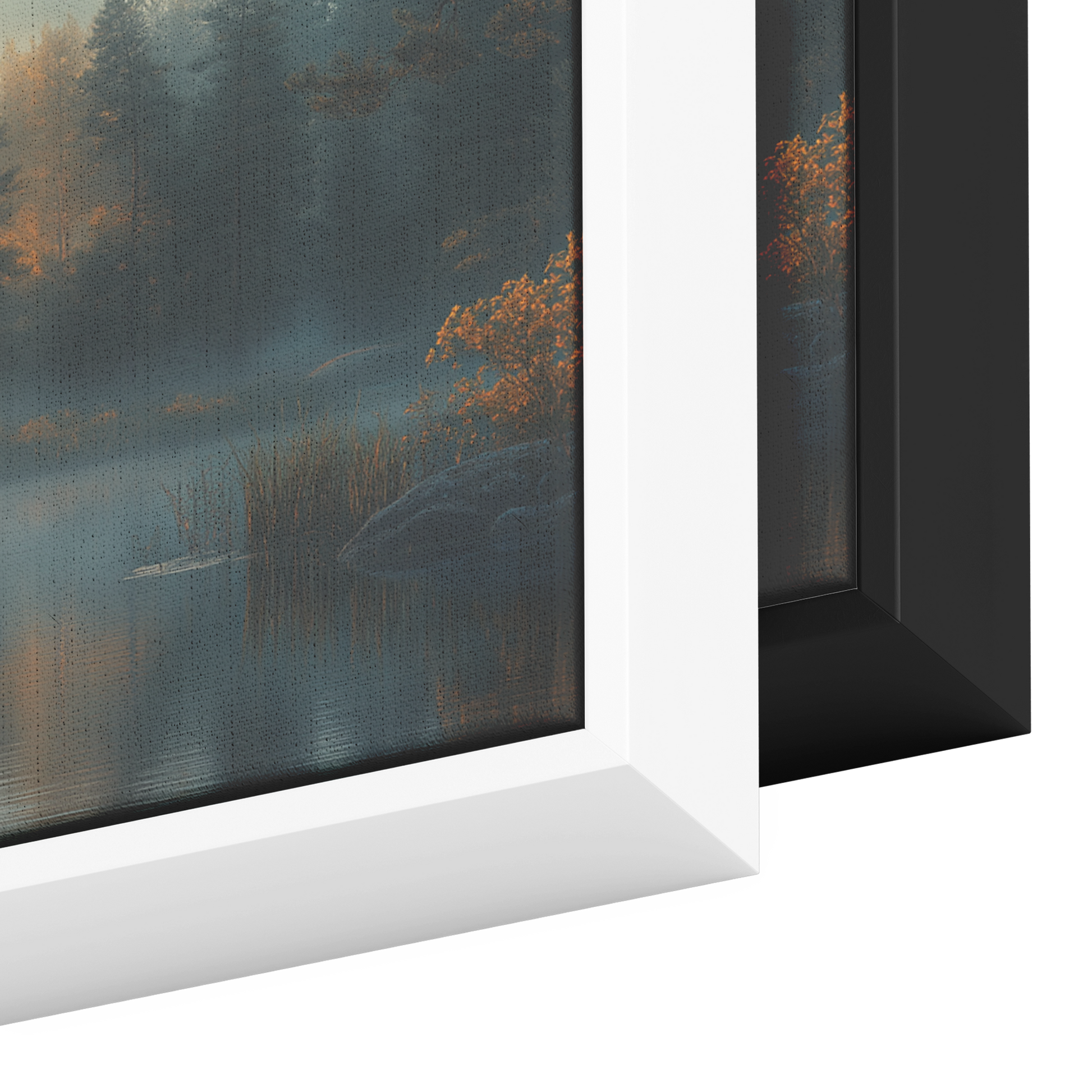 Calm_Forest_Lake_Tall_Pine_Trees_Morning_Framed_Canvas_H_Panoramic_Color_Options_Mockup.png