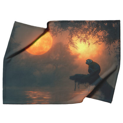 Capuchin_Monkey_Silhouetted_Against_a_Gl_H_Blanket_Top_Bottom_Folds_Mockup.png
