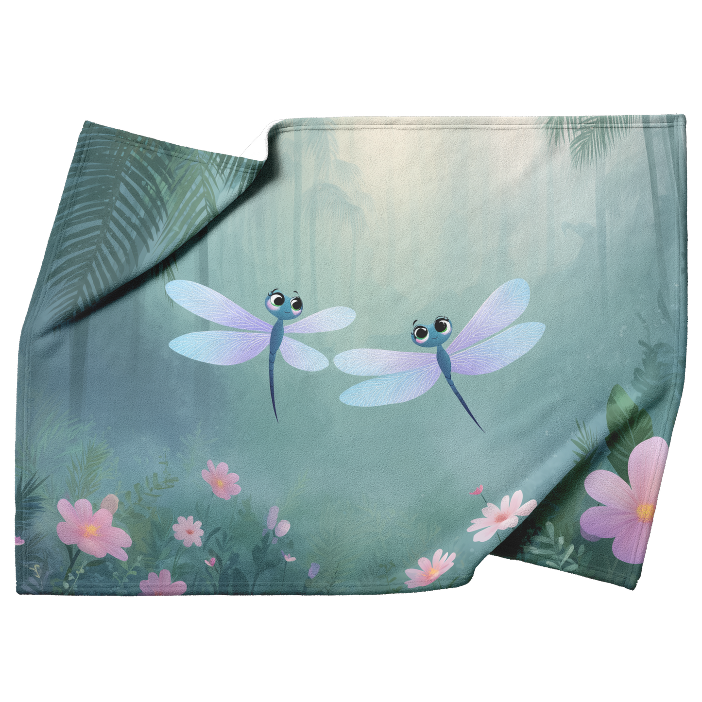 Cartoon_Style_Dragonflies_With_Big_Eyes__H_Blanket_Top_Bottom_Folds_Mockup.png