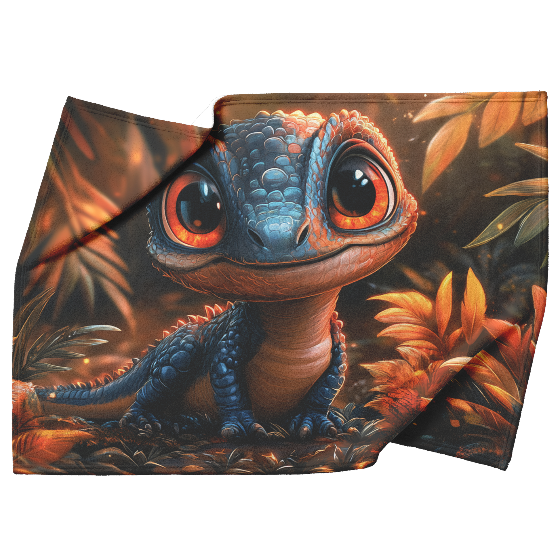 Cartoon_Velociraptor_With_Big_Round_Eyes_H_Blanket_Top_Bottom_Folds_Mockup.png