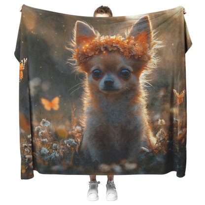 Chihuahua_with_Flower_Crown_in_Garden_wi_H_Blanket_Model_Mockup.png