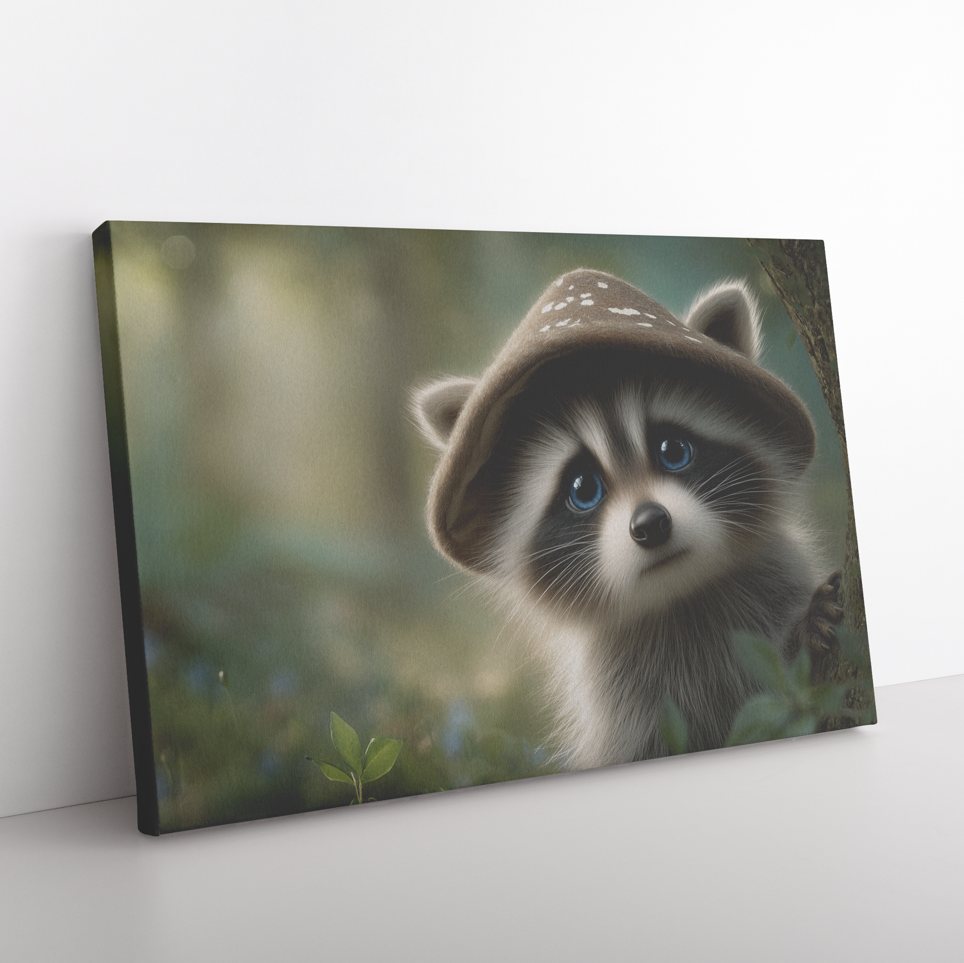 Child_Like_Raccoon_in_Mushroom_Cap_Hat_E_H_Rectangle_Angle_Floor_Mockup.png_15430797